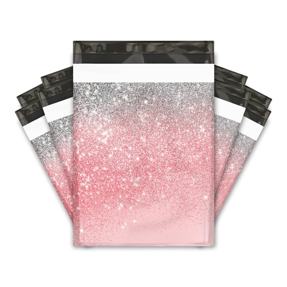 (50) 10*13” Pink Glitter Transition Self Seal Polymailers